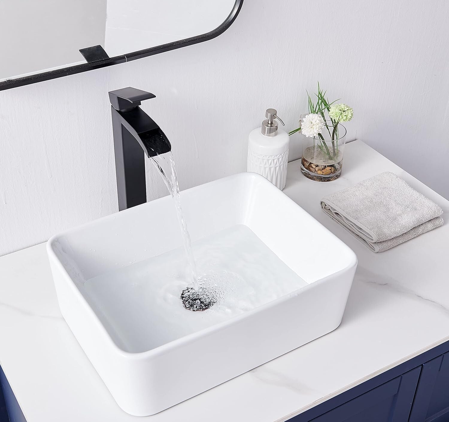 Durable White Ceramic Vessel Sink - Instantly Upgrade Your Bathroom Style