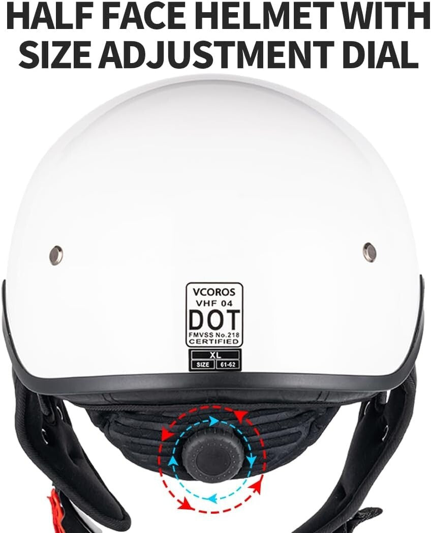 DOT Approved Retro Open Face Motorcycle Half Helmet with Quick Release Buckle