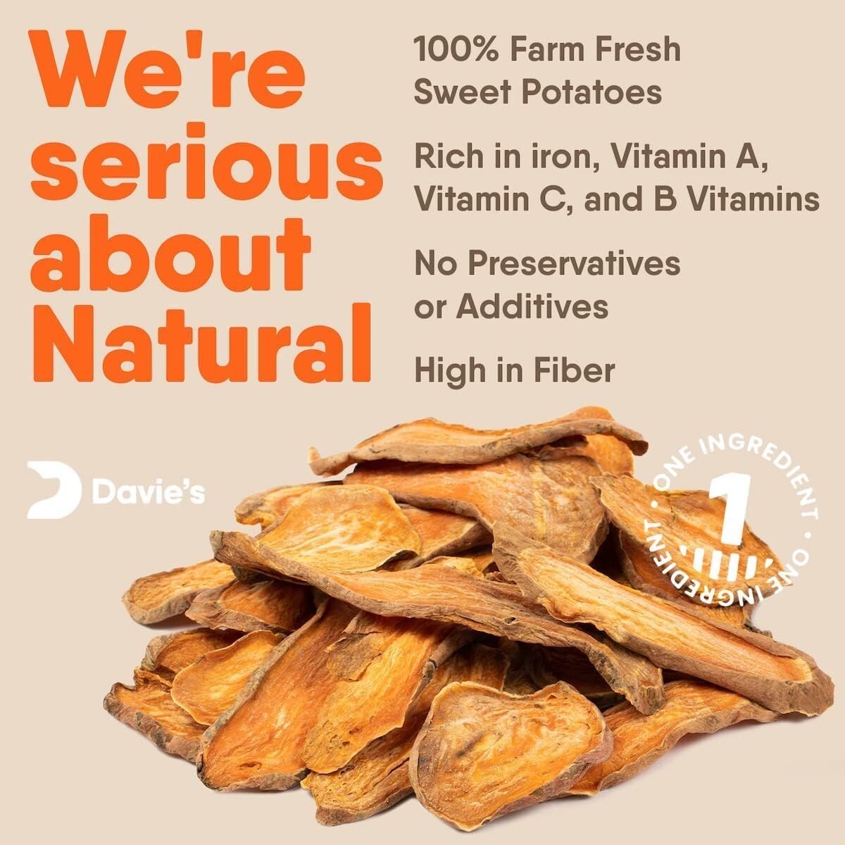 Davie's USA-Made Sweet Potato Chews for Dogs - 2 lb Pack of Healthy Treats