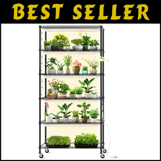 DIY Grow Shelf with 8 Full Spectrum Lights & Mobile Design for Indoor Plants
