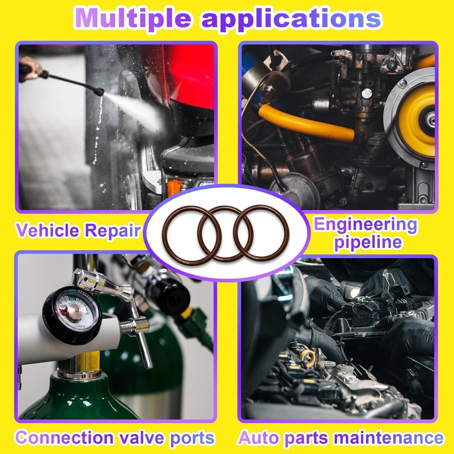 30-Size Brown Viton O-Ring Set with 4 Removal Hooks for Comprehensive Repairs