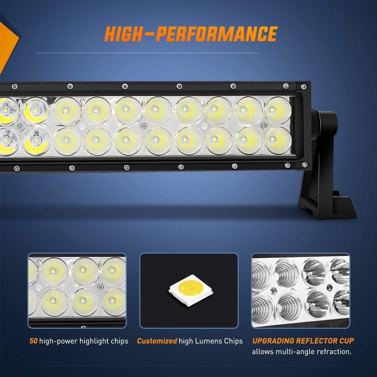 Bright 52-Inch LED Light Bar with 2 Pods & Mounting Bracket for Jeep JK Owners