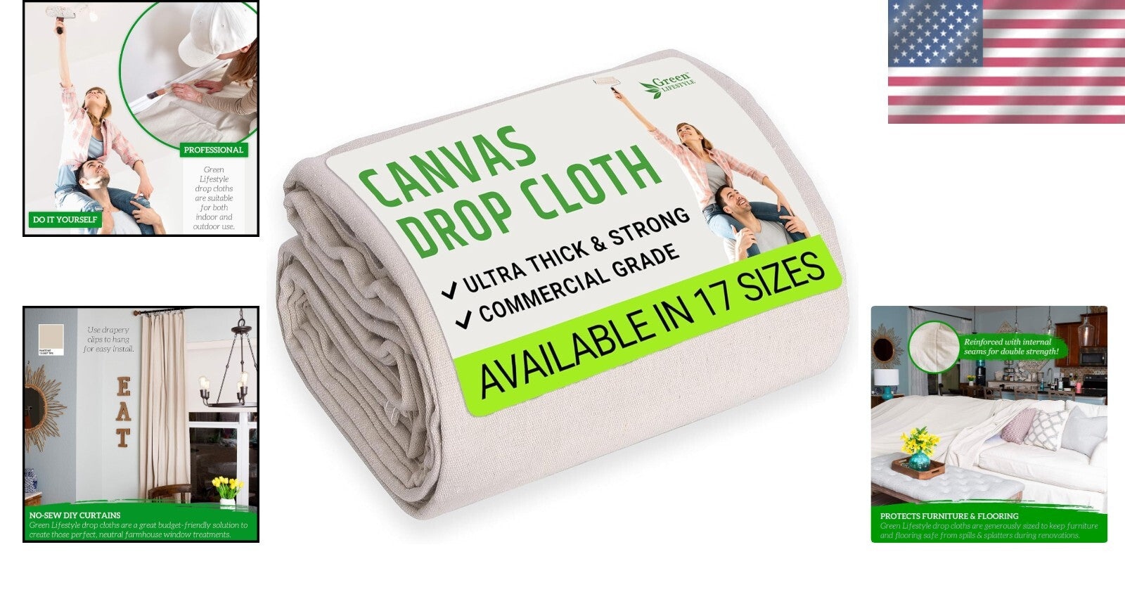 Eco-Friendly Canvas Drop Cloth 12' x 15' - Washable Drop Sheet for Easy Cleanup