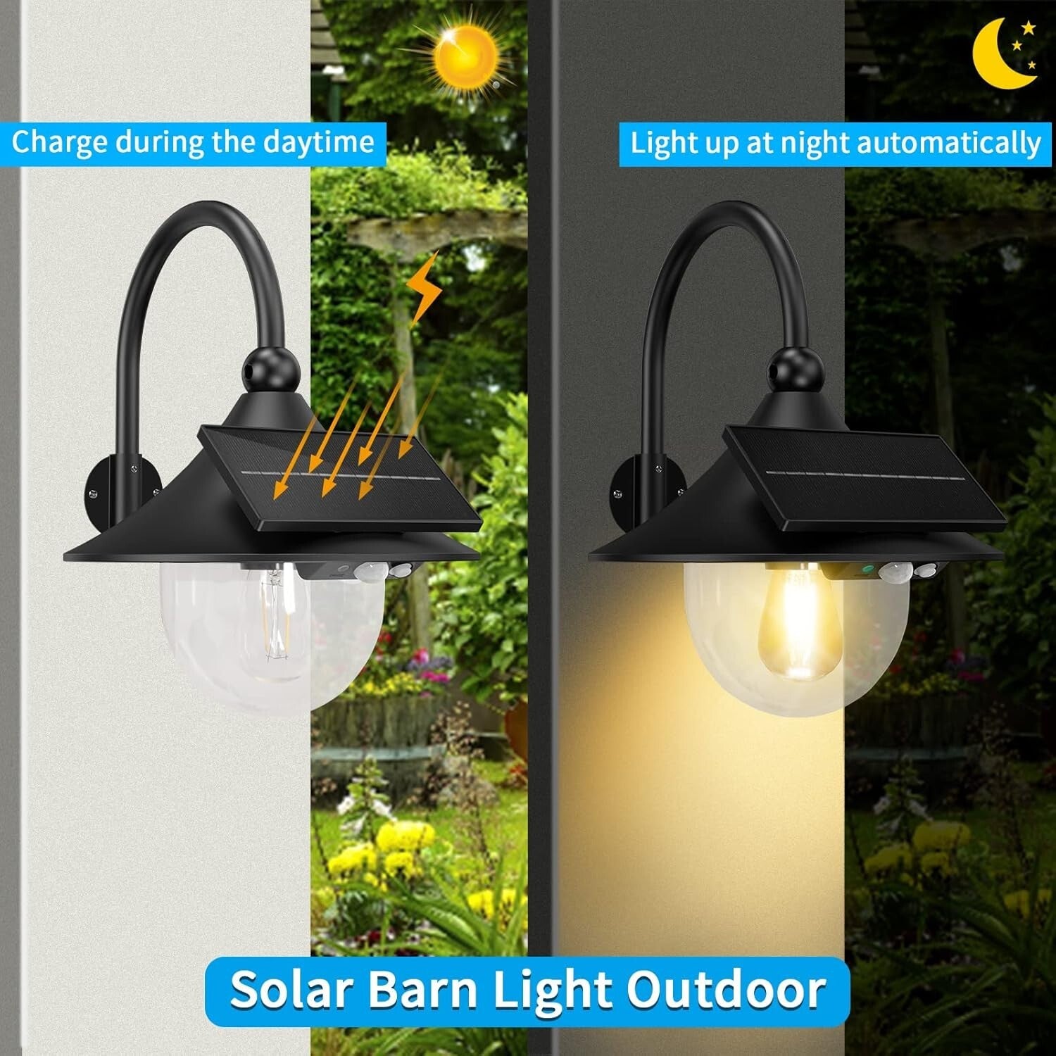 Elegant Solar Barn Wall Light with 3 Adjustable Modes - Vintage Style