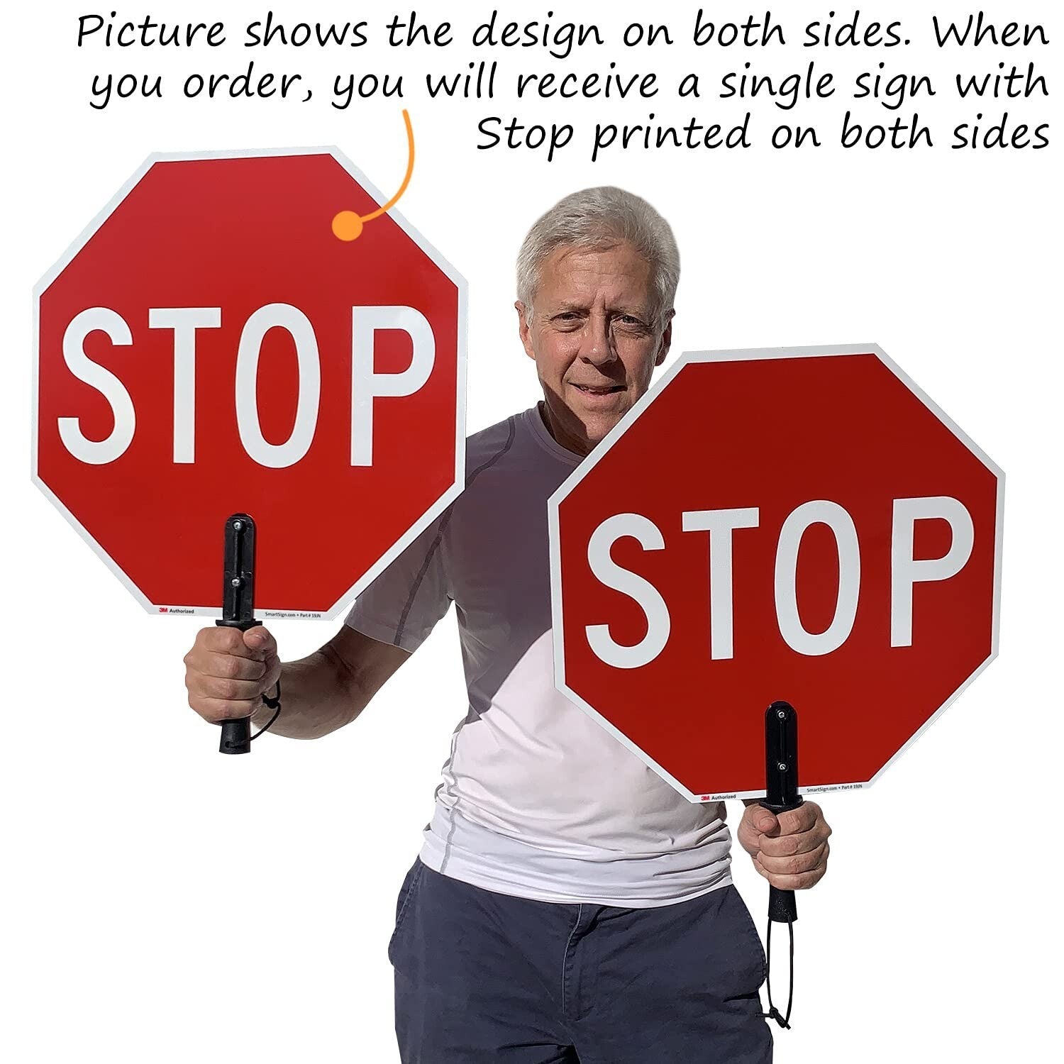 Reflective Handheld STOP Paddle Sign 18x18 for Traffic Control - Durable & Safe