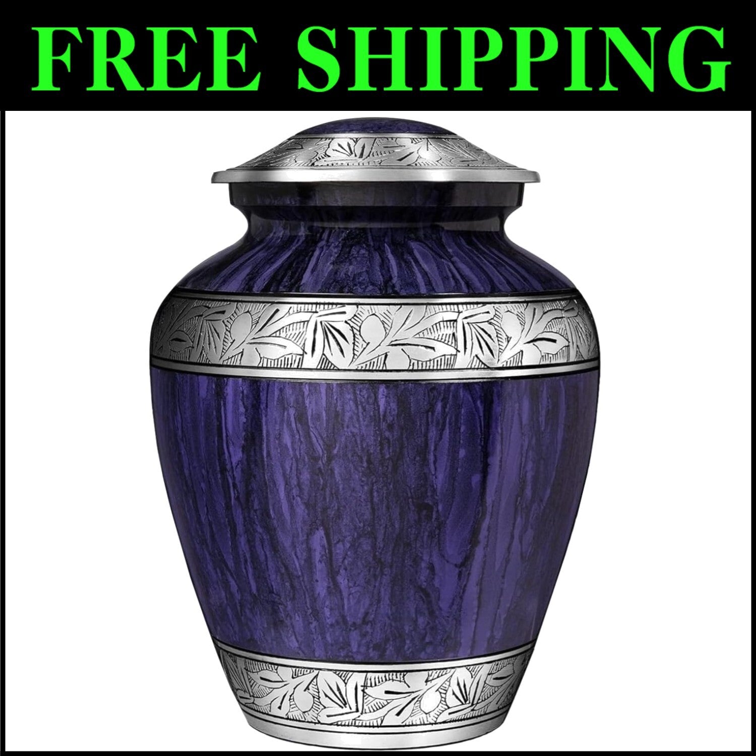 Durable 210 Cubic Inch Purple Urn for Human Ashes - Adult Memorial Container