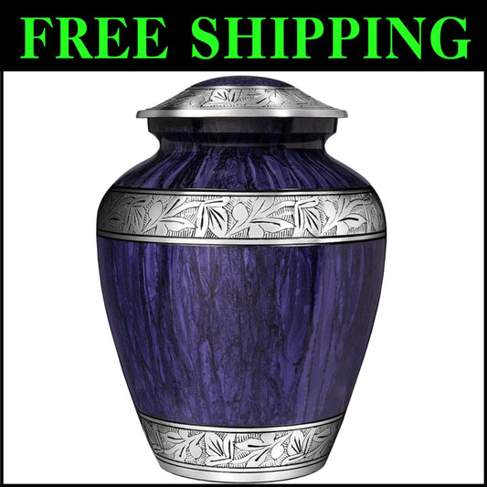 Durable 210 Cubic Inch Purple Urn for Human Ashes - Adult Memorial Container