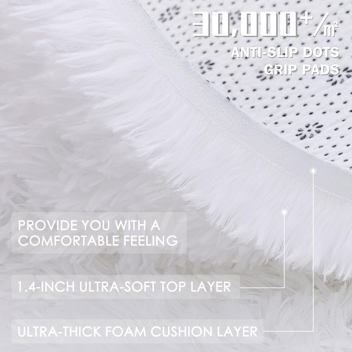 5x8 Machine Washable Soft Shag Area Rug - Cozy White Carpet for Home Decor