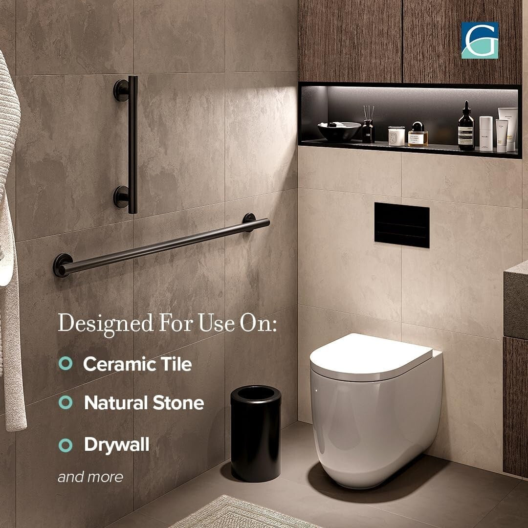 Luxury 36" Stainless Steel Grab Bar with Matte Black Finish - Safety Redefined