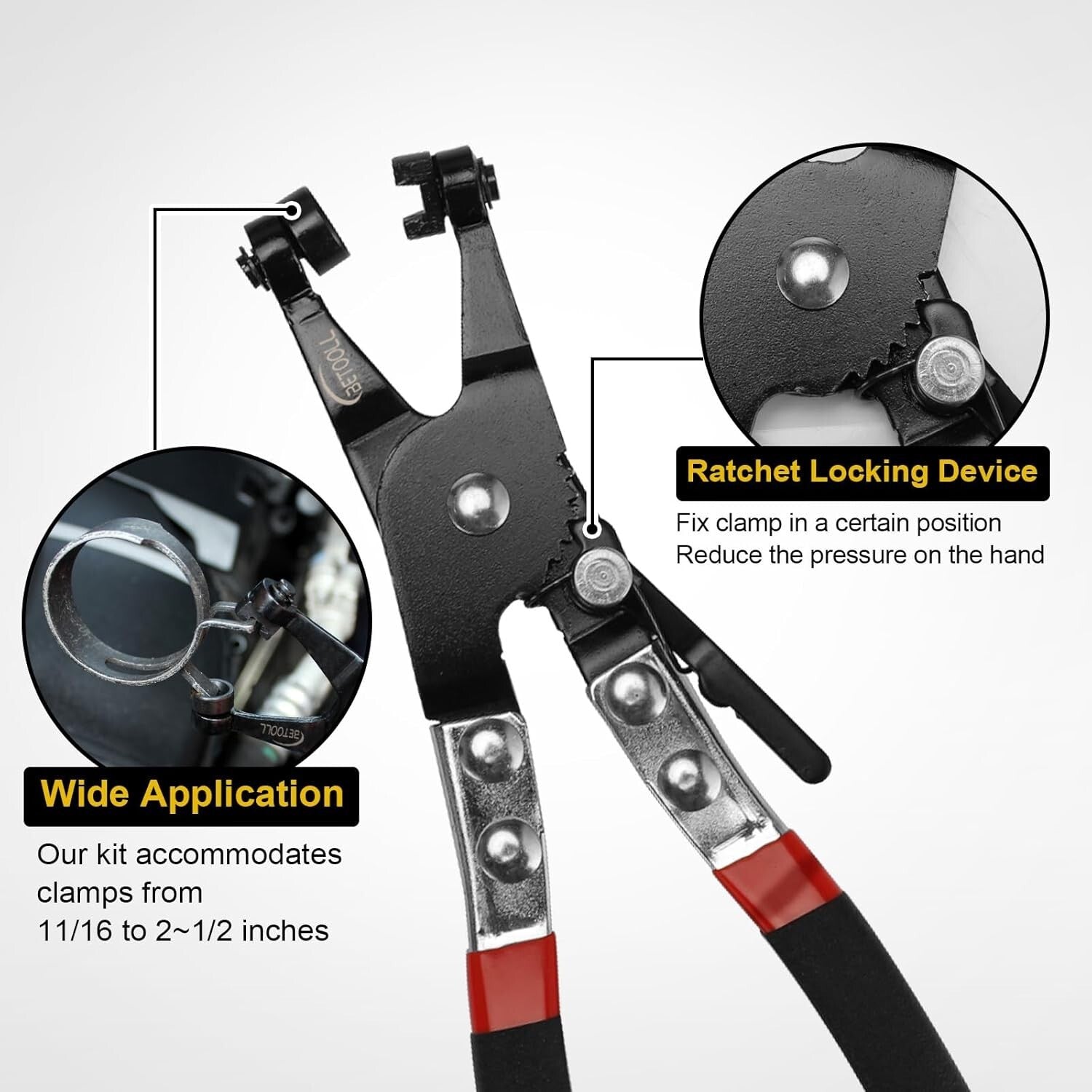 Flexible Long Reach 9pcs Hose Clamp Tool Set with Storage Box for Mechanics