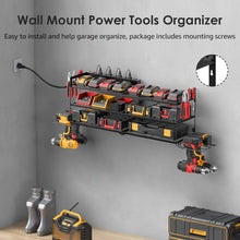 Load image into Gallery viewer, Metal Wall-Mounted Garage Tool Organizer with Power Strip &amp; Drill Holders