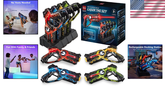 Ultimate Team-Based Laser Tag Set with 4 Blasters & Rechargeable Docking Station