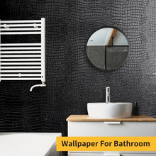 Load image into Gallery viewer, Waterproof Black Crocodile Peel &amp; Stick Wallpaper, Stylish Upgrade 15.7" x 395"