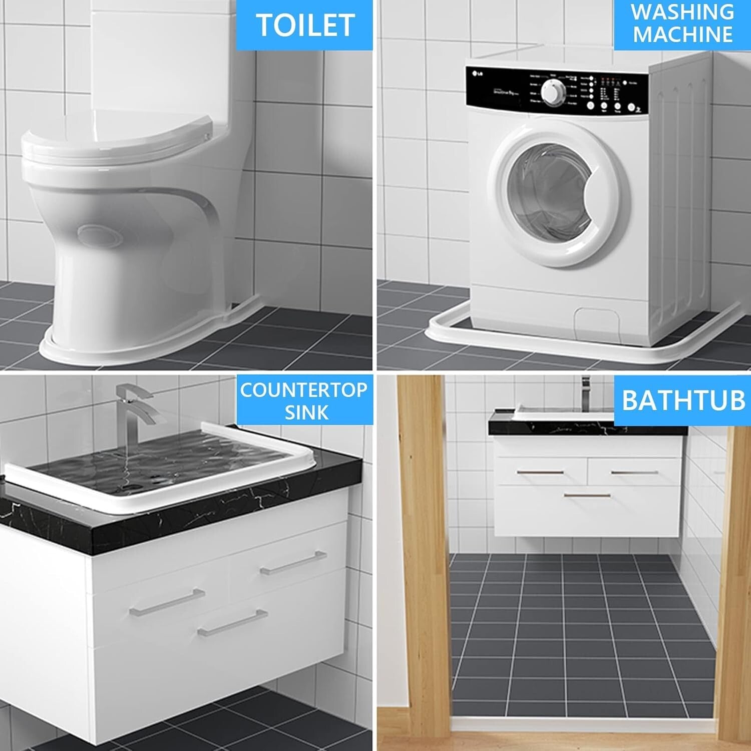 Customizable 67" Shower Water Dam – Silicone Splash Guard for Clean Spaces