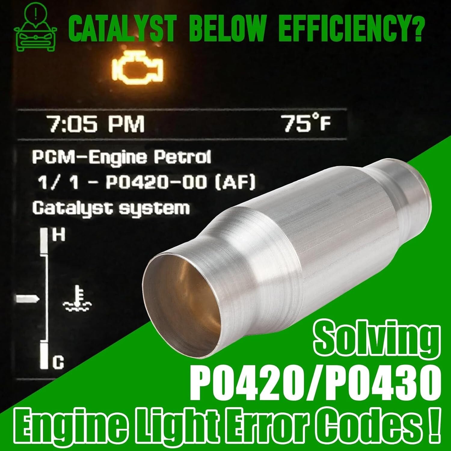 High-Quality Stainless Steel Catalytic Converter - 3" Inlet/Outlet, Easy Install
