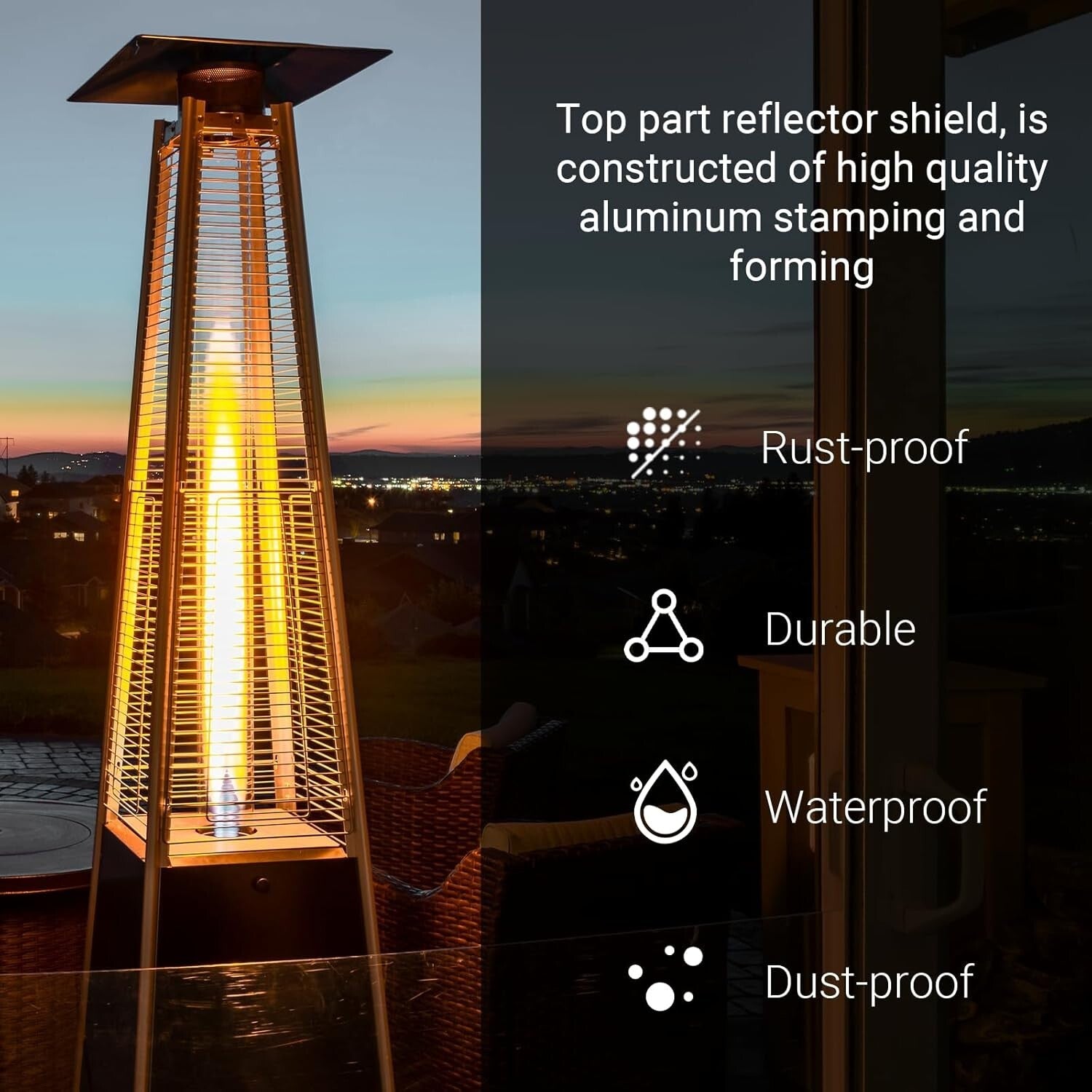 18.5" Square Heat Shield Replacement for Pyramid Gas Patio Heaters - Lightweight