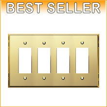 Load image into Gallery viewer, Gold Oversized Reflective Acrylic Decorator Wall Plate – 4-Gang 5.25" x 8.88"