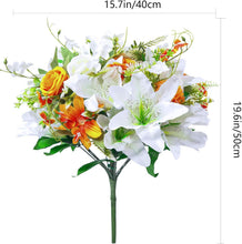 Load image into Gallery viewer, Elegant Silk Rose and Lily Bouquets for Headstone Decoration – Lasting Tribute