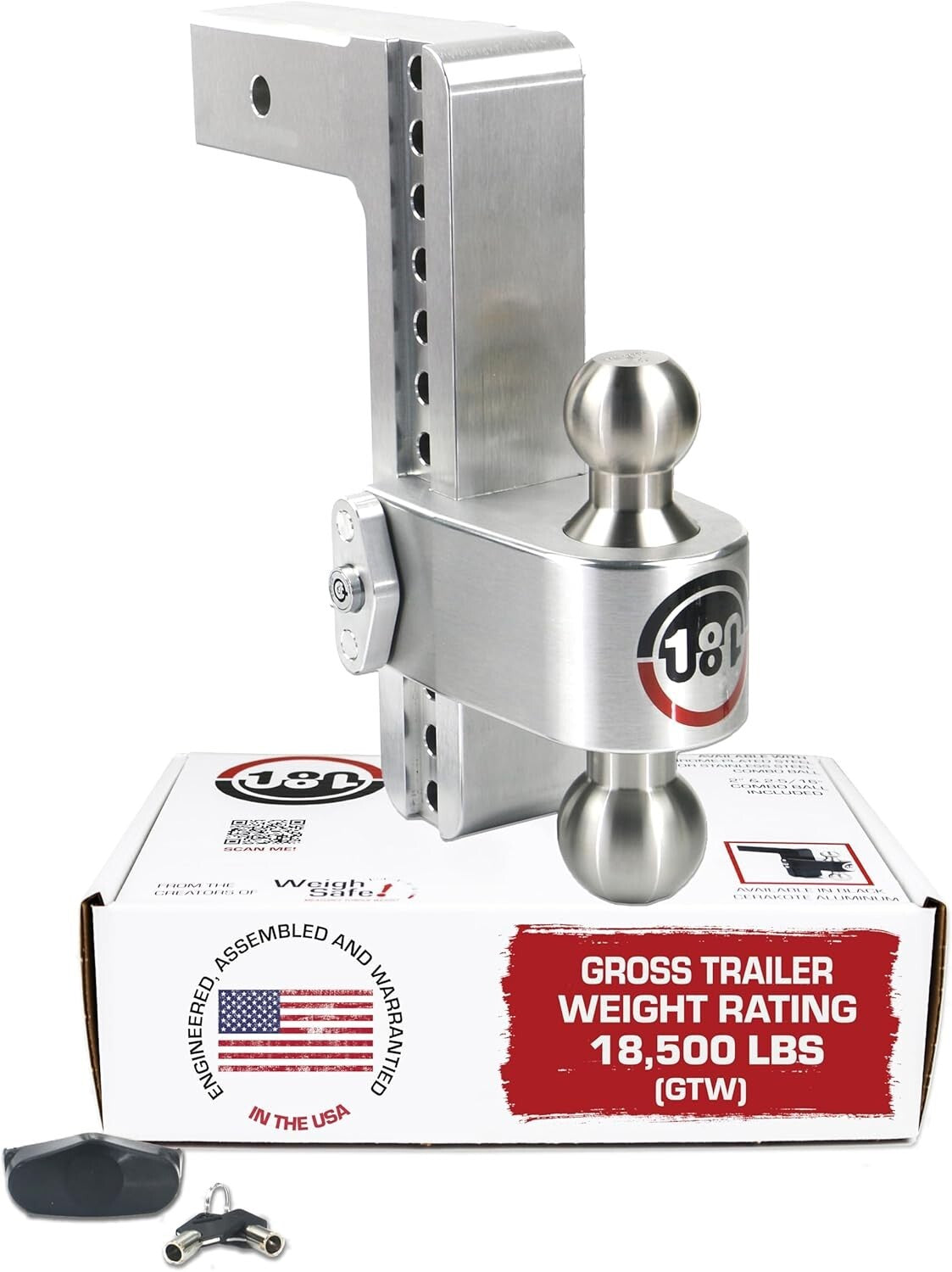 10" Adjustable Drop Hitch with Stainless Steel Tow Balls - Heavy-Duty Towing