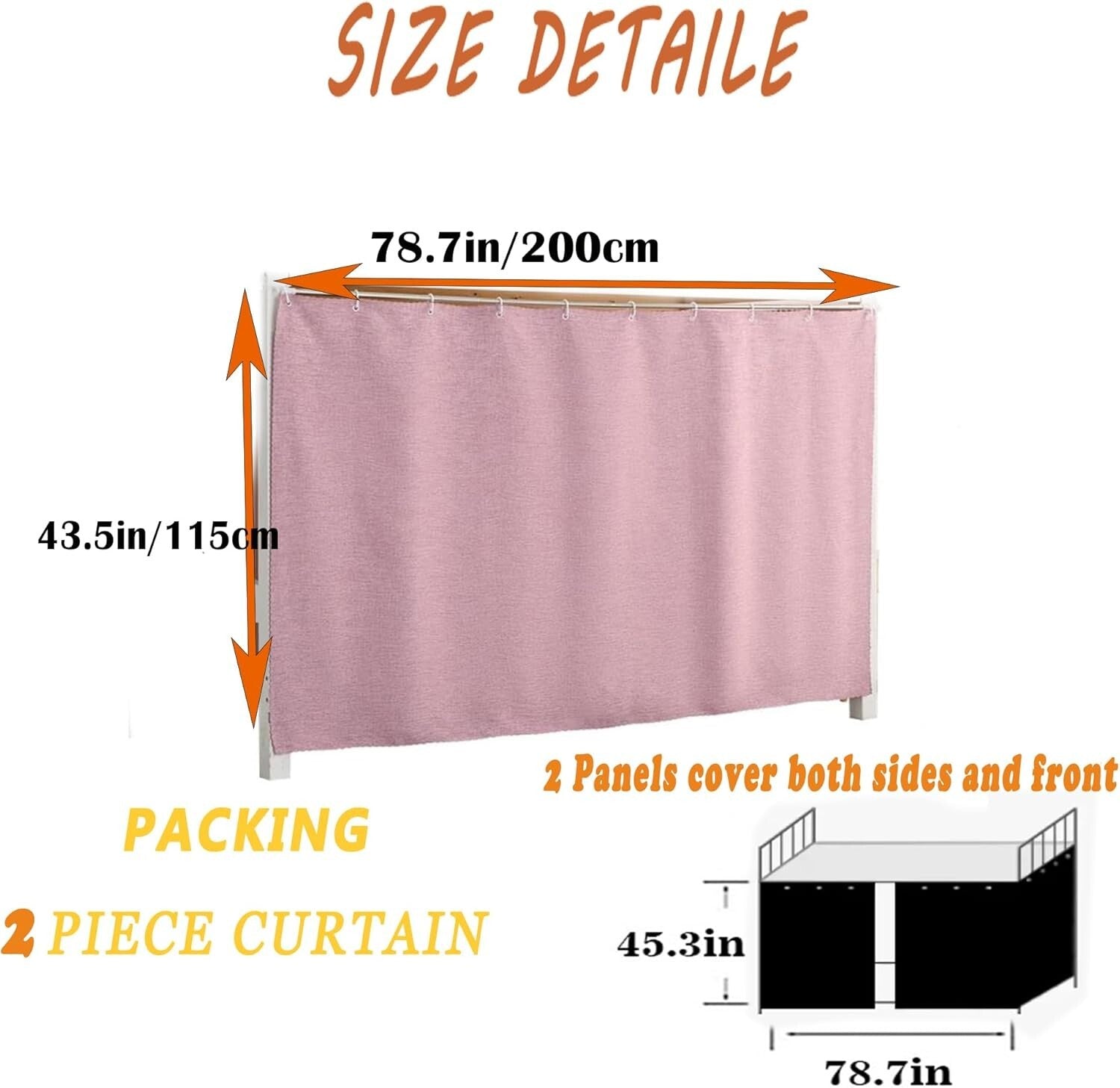 2 Panel Waterproof Bunk Bed Curtains - Stylish Blackout Canopy for Privacy