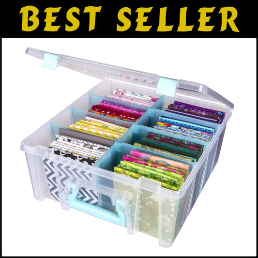 Heavy-Duty Double Deep Craft Organizer with Removable Dividers - Aqua & Clear