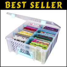 Load image into Gallery viewer, Heavy-Duty Double Deep Craft Organizer with Removable Dividers - Aqua &amp; Clear