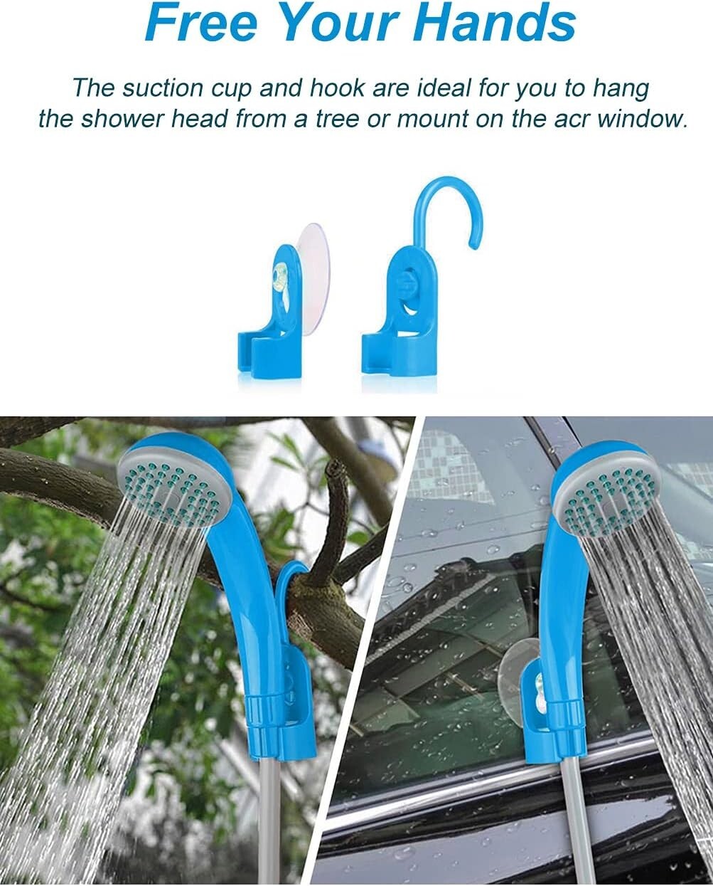 Versatile Indoor & Outdoor Portable Shower with USB Recharge - 90-120 Mins Use