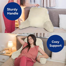 Load image into Gallery viewer, Large Back Rest Pillow with Pockets - Perfect for Reading &amp; Bedrest Relief