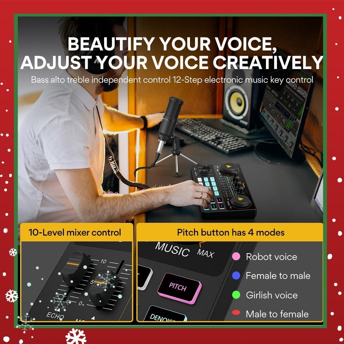 Live Streaming Audio Mixer Bundle with 4 Device Compatibility - Black Edition