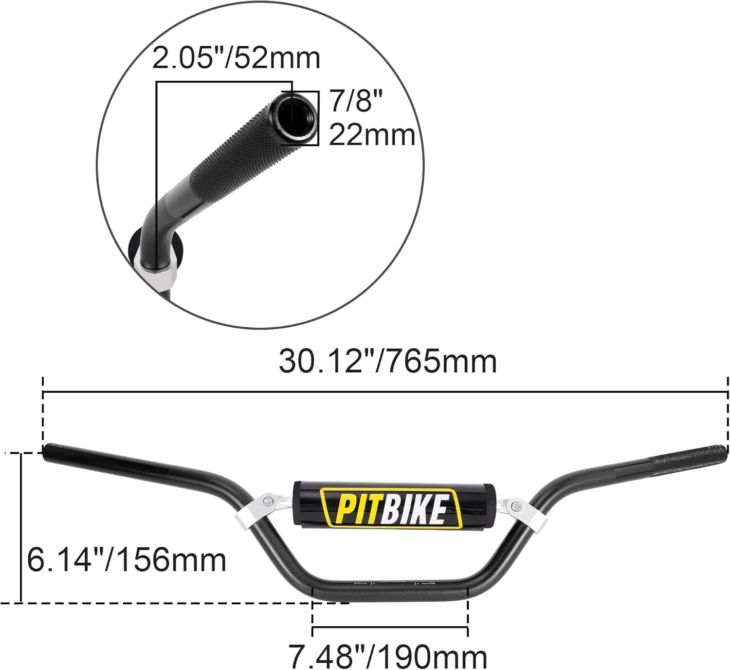 Durable 7/8" Motocross Handlebar Set with Foam Pad - Compatible with CRF & YZF