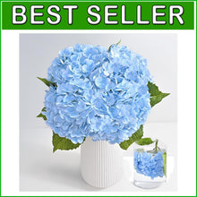 Load image into Gallery viewer, Stunning 21in Blue Hydrangea Floral Arrangement - 4 Artificial Flowers
