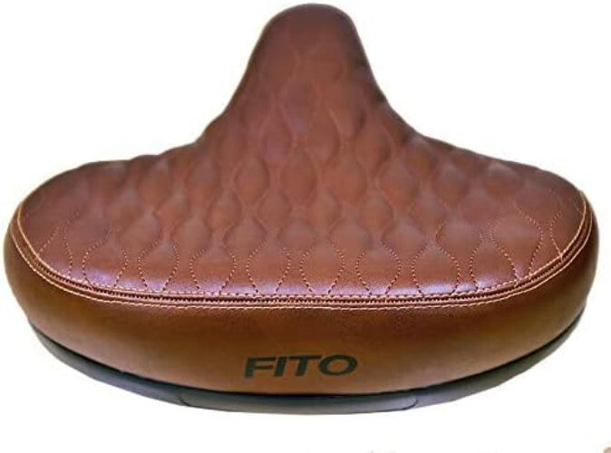 Stylish Faux Leather Beach Cruiser Saddle with Spring Cushioning - Black & White