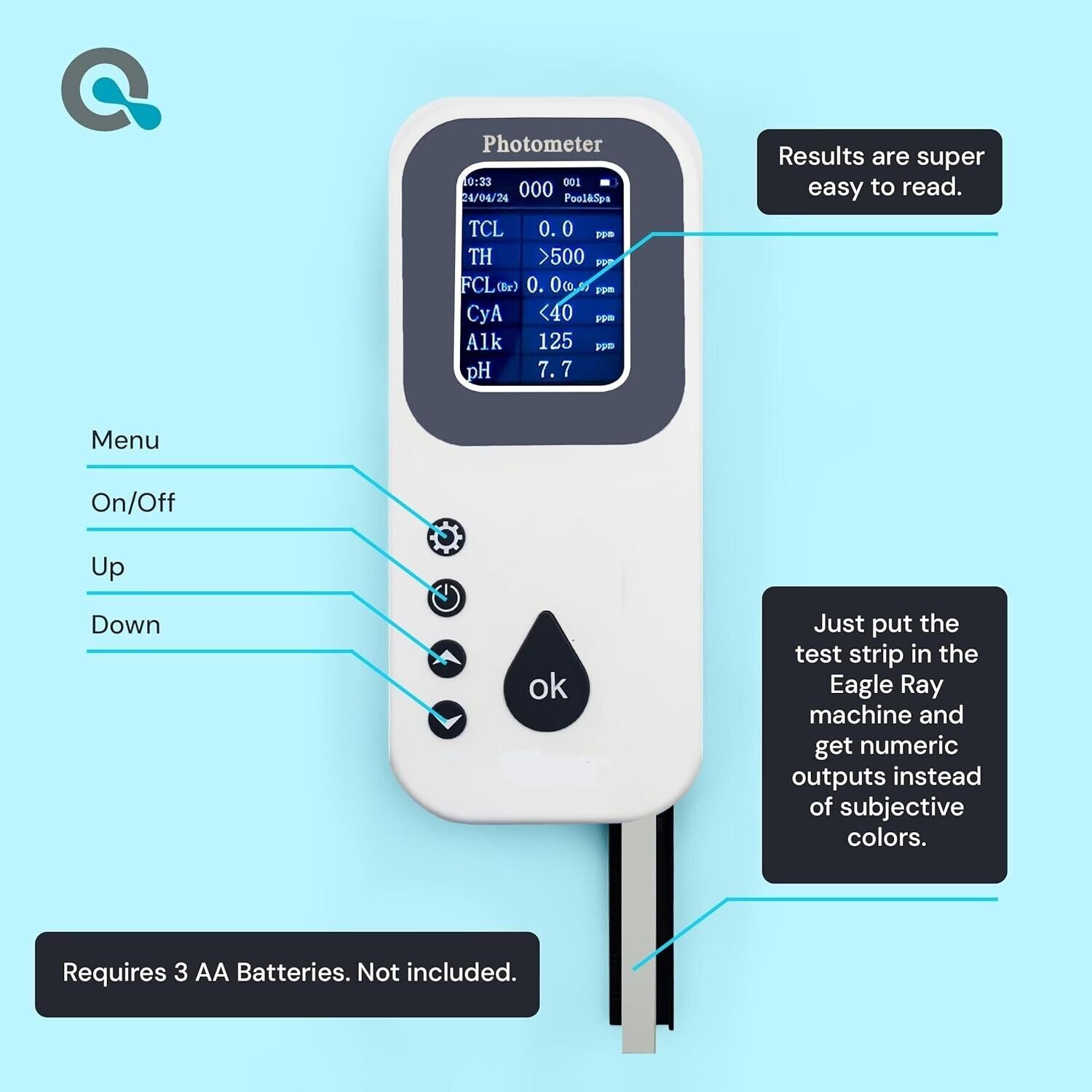 All-in-One Digital Water Analyzer for Pools & Spas – Tests 7 Key Parameters