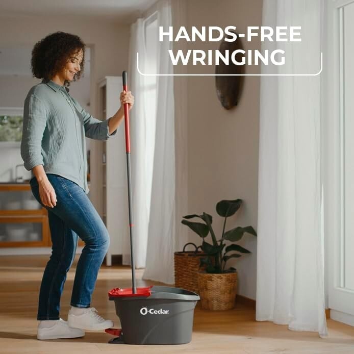 Effortless Floor Cleaning with EasyWring Mop & Bucket System + 4 Refills