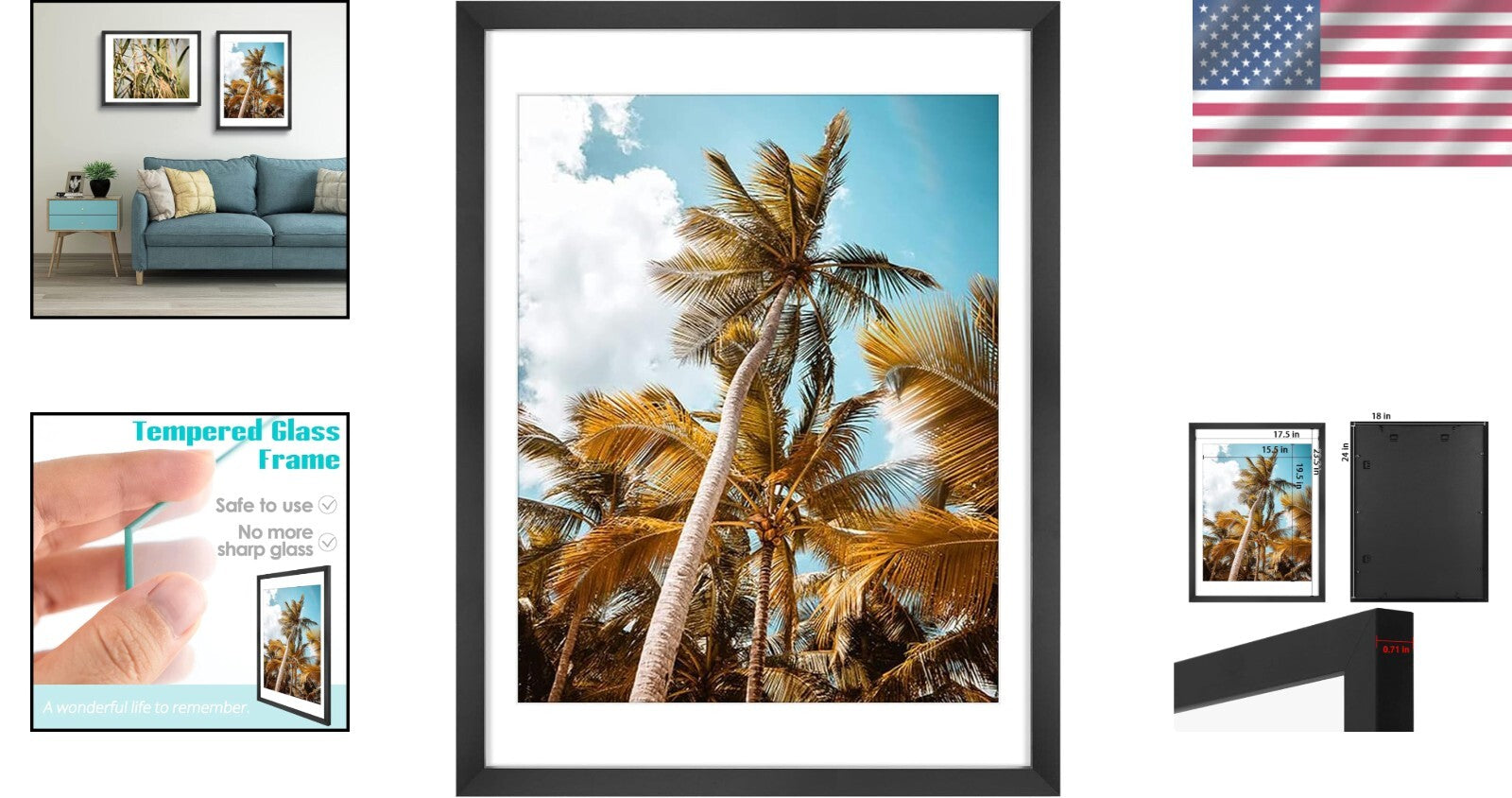 Stylish 18x24 Wall Frame with High-Definition Glass - Portrait or Landscape