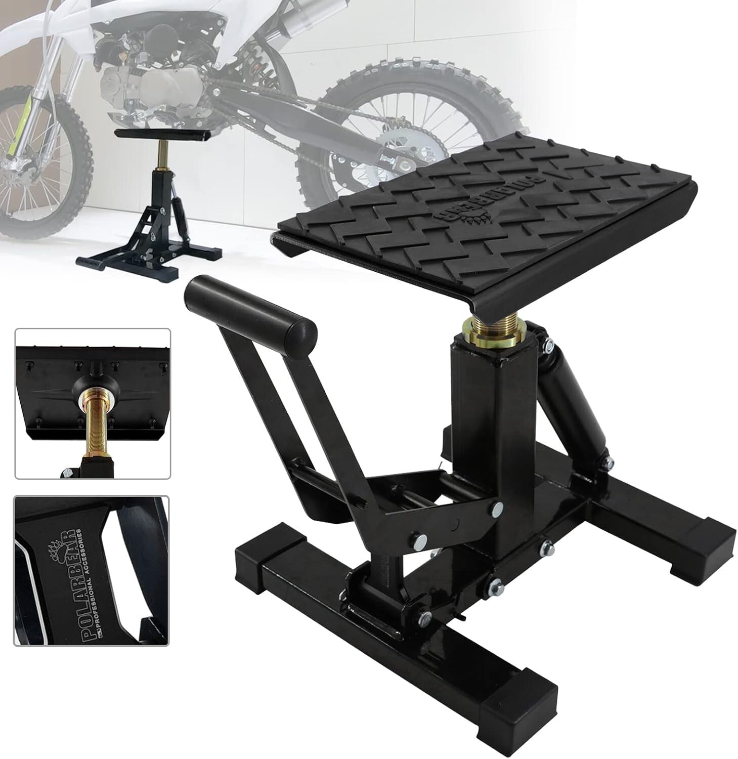 Adjustable 1200Lbs Dirt Bike Stand - Lightweight Hydraulic Jack for Easy Use