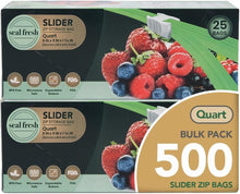 Load image into Gallery viewer, Clear Quart Slider Bags with Expandable Bottom - 500 Count, Perfect for Storage