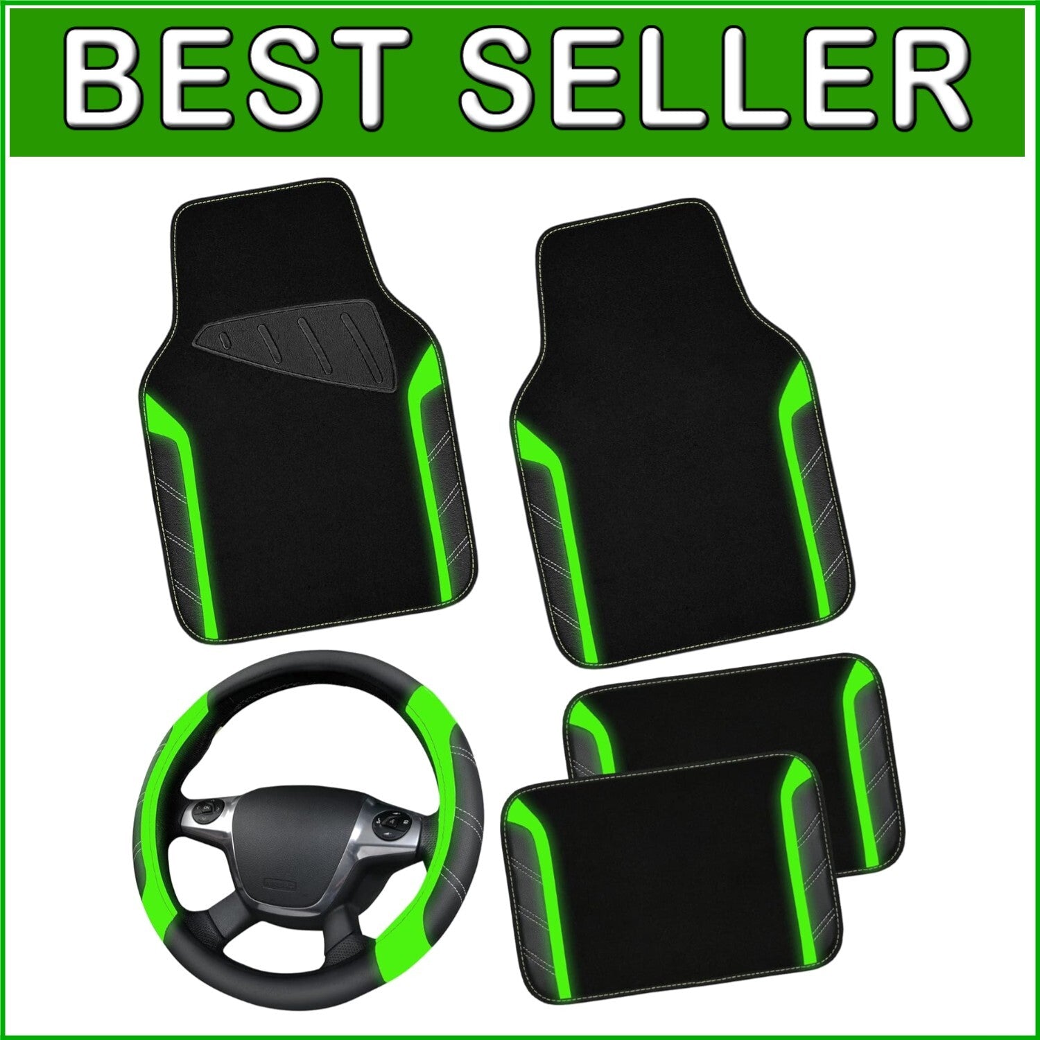 Durable Anti-Slip Steering Wheel Cover with Waterproof Car Mats for Protection