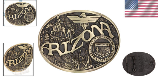 Arizona Heritage Oval Antiqued Patina Western Belt Buckle - Cast Brass Elegance