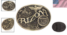 Load image into Gallery viewer, Arizona Heritage Oval Antiqued Patina Western Belt Buckle - Cast Brass Elegance