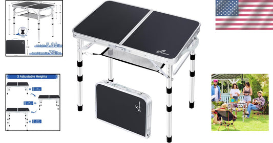 Adjustable Hiking Table with Mesh Storage - Portable Folding Table (23.6"x15.7")