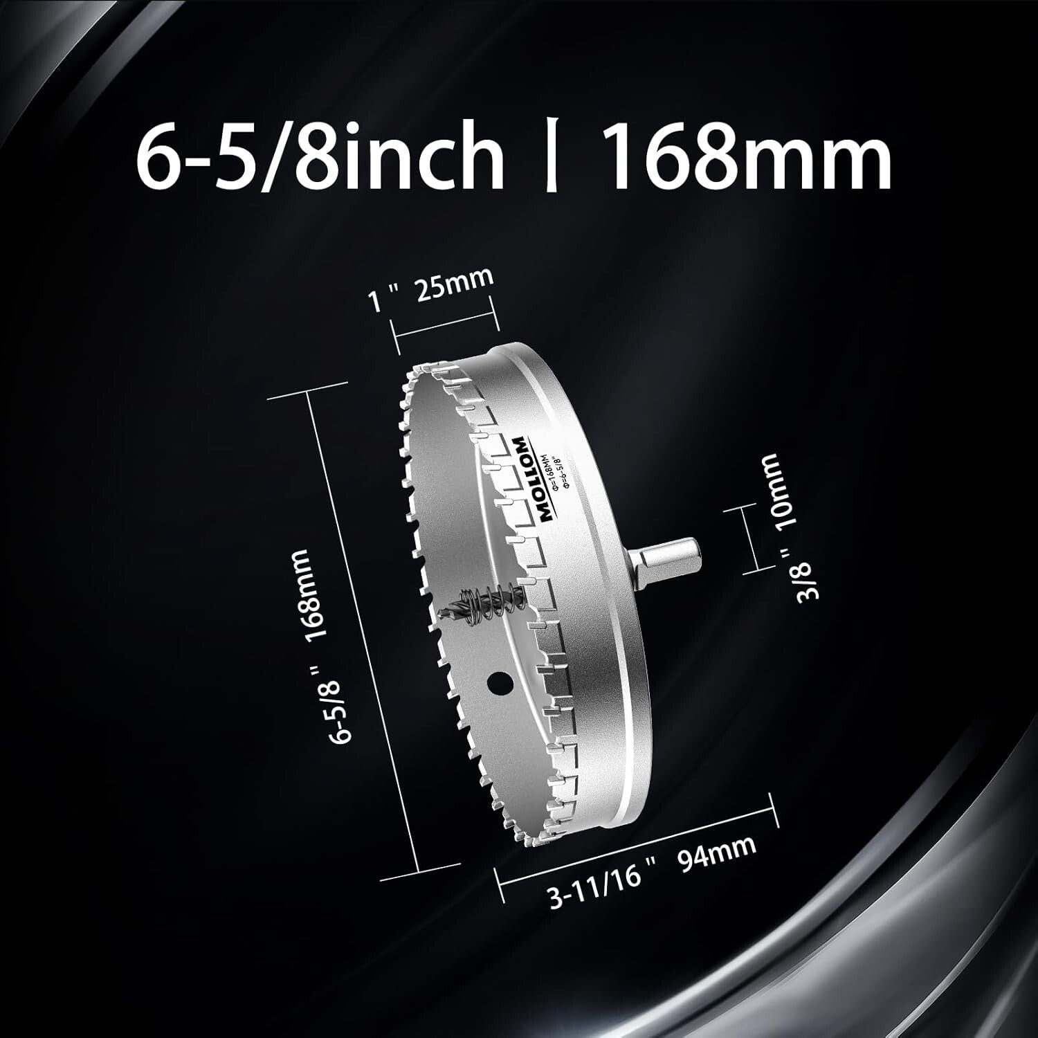 6-5/8'' TCT Hole Saw with Spring-Loaded Ejector - Cut Hard Materials Efficiently