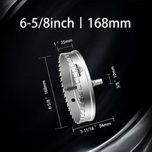 Load image into Gallery viewer, 6-5/8'' TCT Hole Saw with Spring-Loaded Ejector - Cut Hard Materials Efficiently