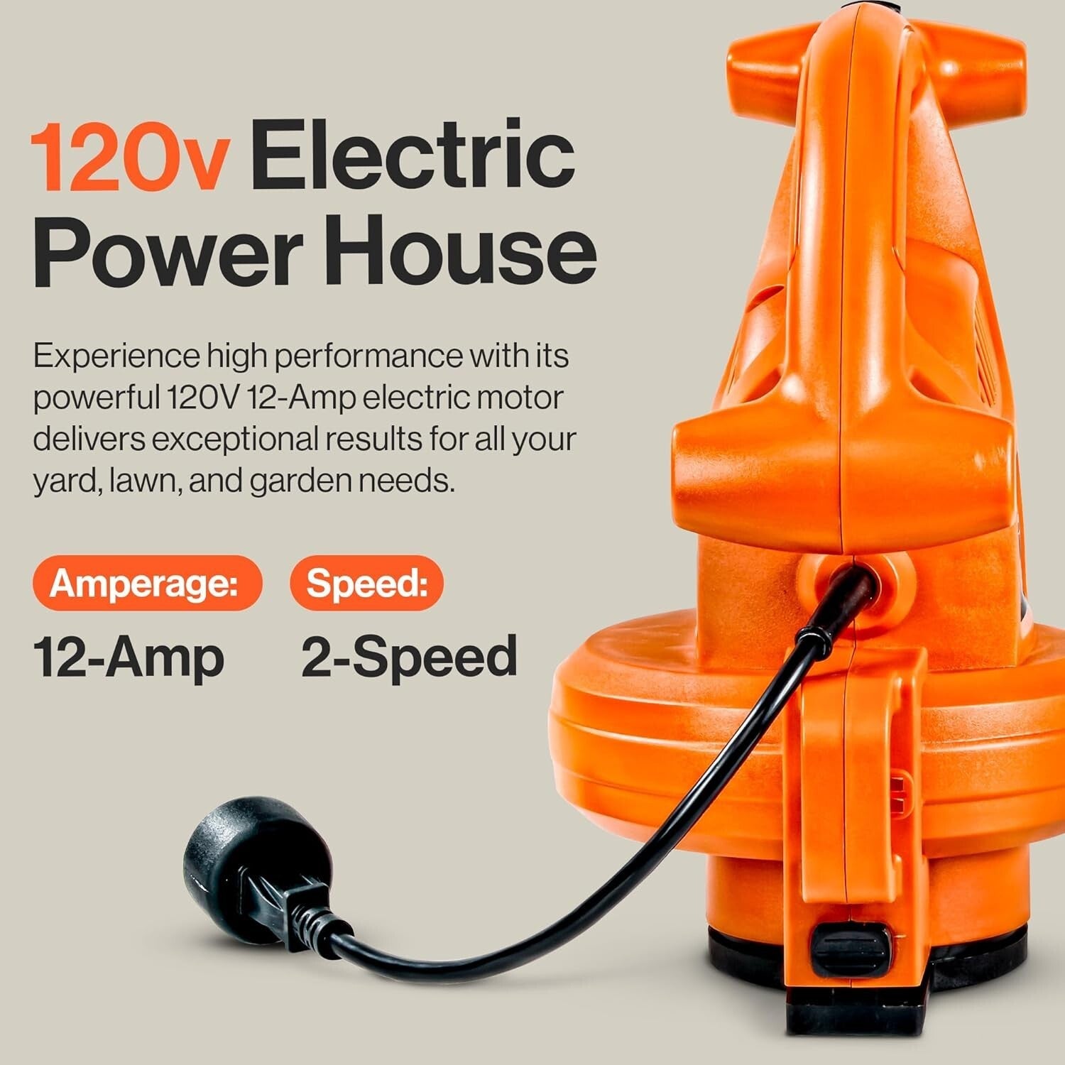 120V 3-in-1 Leaf Blower, Vacuum & Mulcher - Lightweight & Powerful for Yard Care