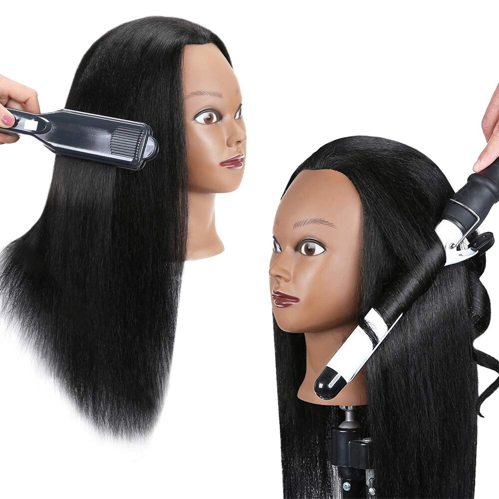 100% Human Hair 18 Inch Mannequin Head with Free Clamp and Hair Styling Tools