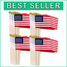 Load image into Gallery viewer, 200 Pack Mini American Flags on Stick - 4x6 Inch for Patriotic Celebrations