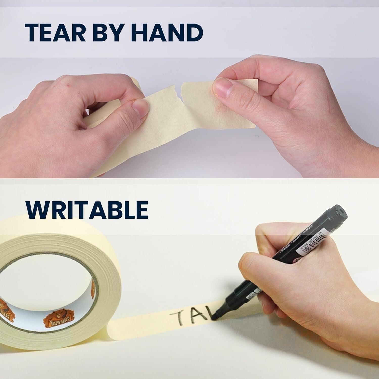 Writable Beige Paper Masking Tape - 36 Rolls, Perfect for Painting & Labeling