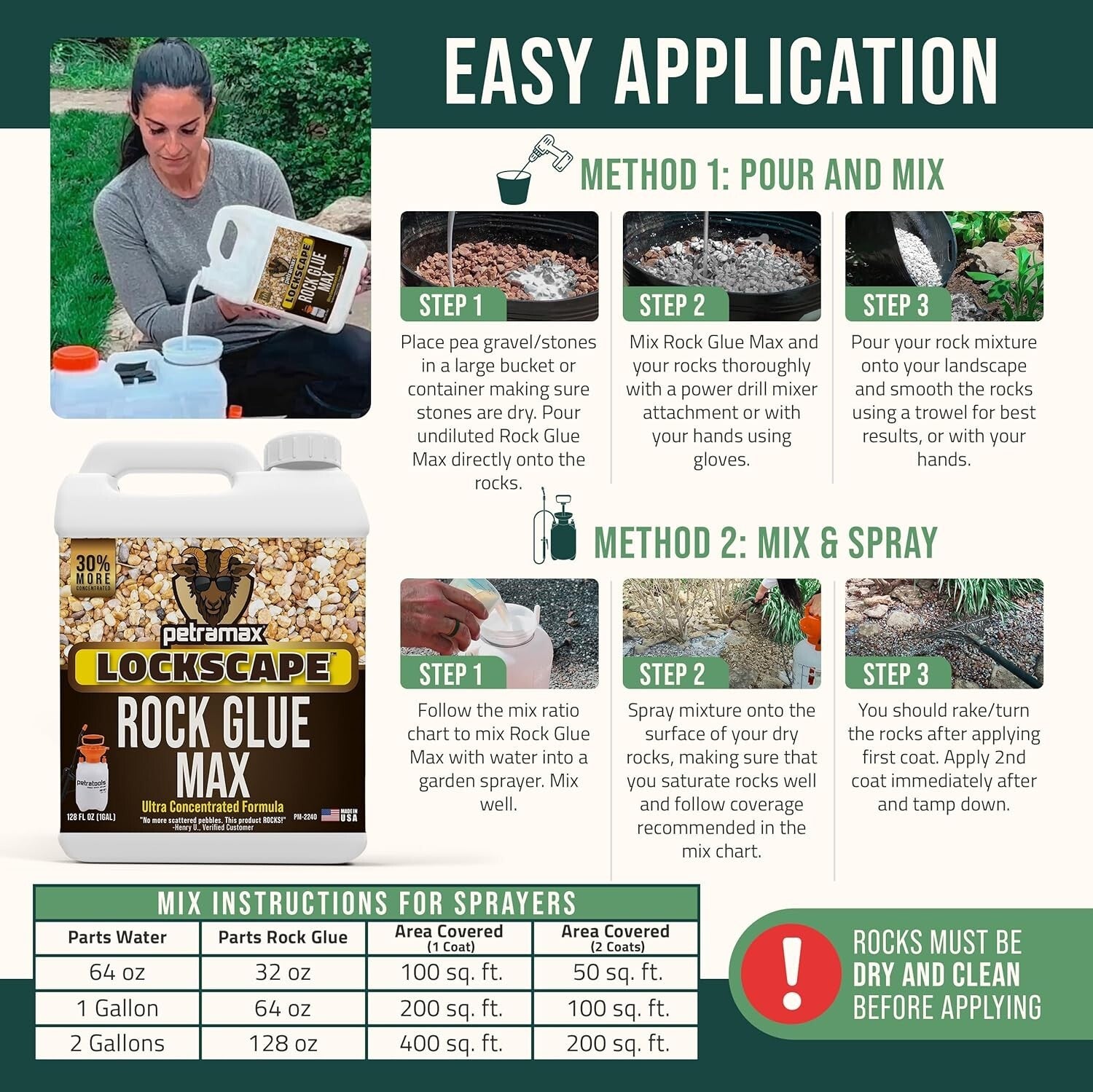 Eco-Friendly Rock Glue, 1 Gallon - Reliable Adhesive for Gravel, Pebbles & Mulch