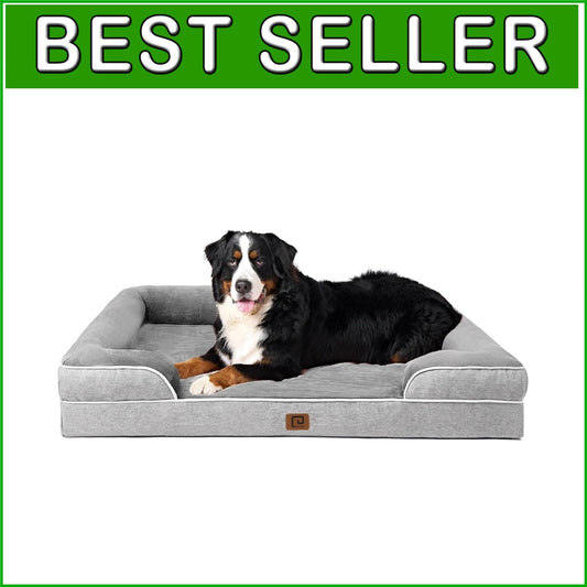 Grey Waterproof Memory Foam Dog Bed for Extra Large Breeds - Easy to Clean
