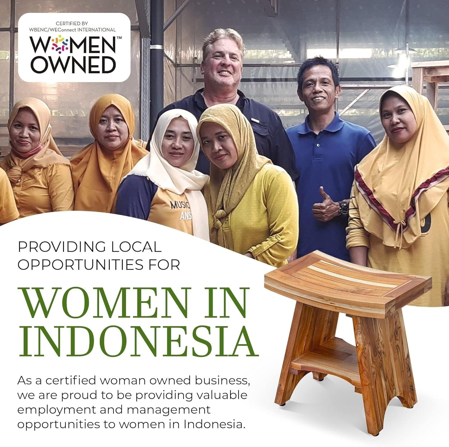 Stylish Waterproof Teak Shower Stool - 18 Inch Design for Comfort & Organization